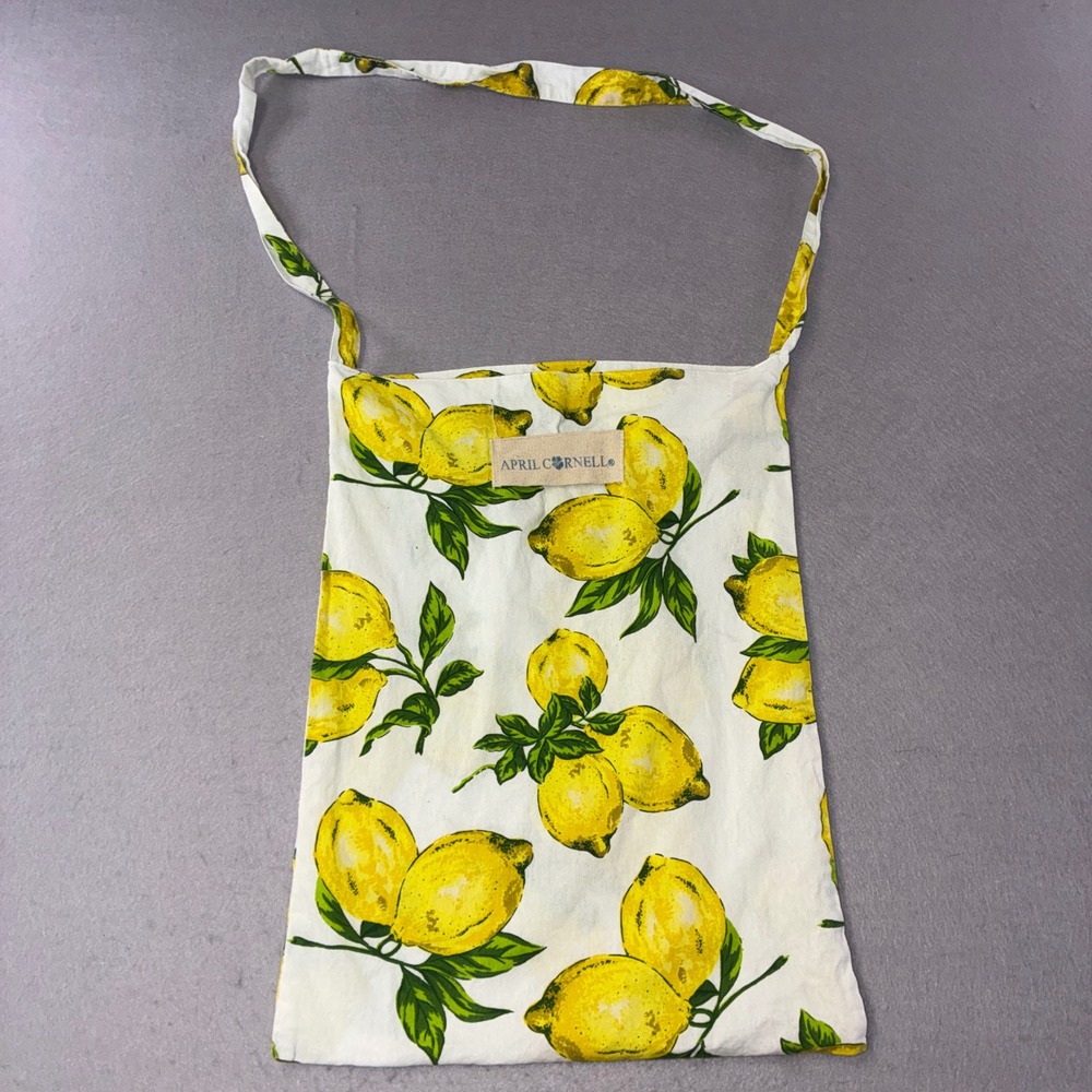 April Cornell Lemon Print Tote Bag OS White Yellow Crossbody Cotton